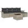 Image de vidaXL - Buitensofa - met - kussen - 6 - pcs - Lichtgrijs - poly - rattan