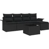 Image de vidaXL - Buitensofa - met - kussen - 6 - pcs - Zwart - poly - rattan