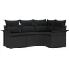 Image de vidaXL - Tuinbank - Set - met - kussen - 4 - pcs - Zwart - poly - rattan