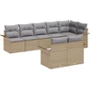 Image de vidaXL - Tuinbank - Set - met - kussen - 8 - pcs - Beige - poly - rattan