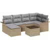 Image de vidaXL - Tuinbank - Set - met - kussen - 7 - pcs - Beige - Poly - rattan