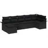 Image de vidaXL - Tuinbank - Set - met - kussen - 7 - pcs - Zwart - Poly - rattan