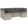 Image de vidaXL - Tuinbank - Set - met - kussen - 6 - pcs - Lichtgrijs - poly - rattan