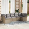 Image de vidaXL - Tuinbank - Set - met - kussen - 7 - pcs - Beige - poly - rattan