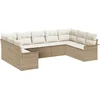 Image de vidaXL - Tuinbank - Set - met - kussen - Beige - poly - rattan