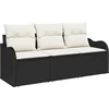 Image de vidaXL - Tuinbank - Set - met - kussen - 3 - pcs - Zwart - poly - rattan