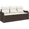 Image de vidaXL - Tuinbank - Set - met - kussen - 3 - pcs - Bruin - poly - rattan
