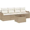 Image de vidaXL - Tuinbank - Set - Beige - poly - rattan