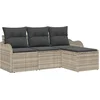 Image de vidaXL - Tuinbank - Set - met - kussen - 4 - pcs - Lichtgrijs - Poly - rattan