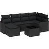 Image de vidaXL - Tuinbank - Set - met - kussen - 7 - pcs - Zwart - Poly - rattan
