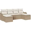 Image de vidaXL - Tuinbank - Set - met - kussen - 6 - pcs - Beige - Poly - rattan
