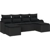 Image de vidaXL - Tuinbank - Set - met - kussen - 6 - pcs - Zwart - Poly - rattan