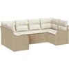 Image de vidaXL - Tuinbank - Set - met - kussen - 6 - pcs - Beige - Poly - rattan