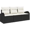 Image de vidaXL - Tuinbank - Set - met - kussen - 3 - pcs - Zwart - Poly - rattan