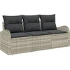 Image de vidaXL - Tuinbank - Set - met - kussen - 3 - pcs - Lichtgrijs - Poly - rattan