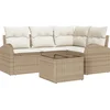 Image de vidaXL - Tuinbank - Set - Beige - poly - rattan