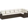Image de vidaXL - Tuinbank - Set - met - kussen - Bruin - Poly - rattan