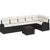 Image de vidaXL - Tuinbank - Set - met - kussen - 7 - pcs - Zwart - Poly - rattan
