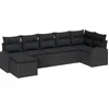 Image de vidaXL - Tuinbank - Set - met - kussen - 7 - pcs - Zwart - Poly - rattan