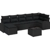 Image de vidaXL - Tuinbank - Set - met - kussen - 8 - pcs - Zwart - Poly - rattan