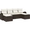 Image de vidaXL - Tuinbank - Set - met - kussen - 6 - pcs - Bruin - Poly - Riet