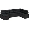 Image de vidaXL - Tuinbank - Set - met - kussen - 8 - pcs - Zwart - Poly - Riet
