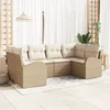 Image de vidaXL - Tuinbank - Set - met - kussen - 6 - pcs - Beige - Poly - Riet