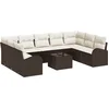 Image de vidaXL - Bankstel - met - kussen - 10 - pcs - Bruin - Poly - Riet