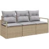 Image de vidaXL - Bankstel - 3 - pcs - Beige - poly - rattan