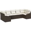 Image de vidaXL - Bankstel - met - kussen - 7 - pcs - Bruin - poly - rattan