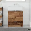 Image de vidaXL - Badkamerkast - met - lade - Oud - Hout - 59 - x - 37 - x - 59 - cm - Bewerkt - hout