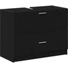 Image de vidaXL - Badkamerkast - met - lade - Zwart - Eiken - 78 - x - 37 - x - 59 - cm - Bewerkt - hout