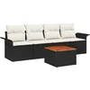 Image de vidaXL - Tuinbank - Set - met - kussen - 5 - pcs - Zwart - poly - rattan