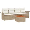 Image de vidaXL - Tuinbank - Set - met - kussen - 5 - pcs - Beige - poly - rattan