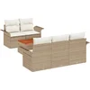 Image de vidaXL - Tuinbank - Set - met - kussen - 6 - pcs - Beige - poly - rattan