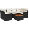Image de vidaXL - Tuinbank - Set - met - kussen - 7 - pcs - Zwart - poly - rattan
