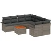 Image de vidaXL - Tuinbank - Set - met - kussen - 9 - pcs - Grijs - poly - rattan