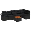 Image de vidaXL - Tuinbank - Set - met - kussen - 7 - pcs - Zwart - poly - rattan