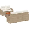 Image de vidaXL - Tuinbank - Set - met - kussen - 6 - pcs - Beige - poly - rattan