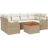 Image de vidaXL - Tuinbank - Set - met - kussen - 7 - pcs - Beige - poly - rattan