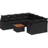 Image de vidaXL - Tuinbank - Set - met - kussen - 9 - pcs - Zwart - poly - rattan