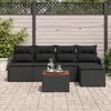 Image de vidaXL - Tuinbank - Set - met - kussen - 6 - pcs - Zwart - poly - rattan