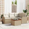 Image de vidaXL - Tuinbank - Set - met - kussen - 5 - pcs - Beige - poly - rattan