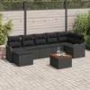 Image de vidaXL - Tuinbank - Set - met - kussen - 8 - pcs - Zwart - poly - rattan