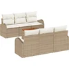 Image de vidaXL - Tuinbank - Set - met - kussen - 7 - pcs - Beige - poly - rattan