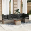Image de vidaXL - Tuinbank - Set - met - kussen - 7 - pcs - Grijs - poly - rattan