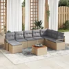 Image de vidaXL - Tuinbank - Set - met - kussen - 8 - pcs - Beige - poly - rattan