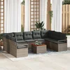 Image de vidaXL - Tuinbank - Set - met - kussen - 10 - pcs - Grijs - poly - rattan