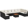 Image de vidaXL - Tuinbank - Set - met - kussen - 11 - pcs - Zwart - poly - rattan