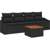 Image de vidaXL - Tuinbank - Set - met - kussen - 5 - pcs - Zwart - poly - rattan